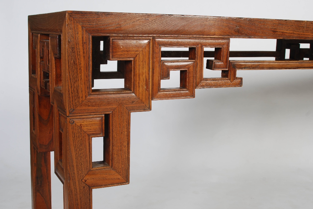 A Chinese blonde wood rectangular table, late 19th/early 20th century, the rectangular panelled - Image 6 of 10