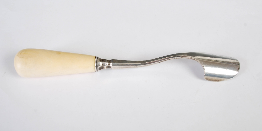 A Victorian silver and ivory stilton scoop, Birmingham, 1868, makers mark of J.G, 21.5cm long. - Image 3 of 6