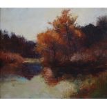 John MacWhirter RA HRSA RI RE (1839-1911) Autumnal river scene oil on canvas, signed 'MacW.' lower