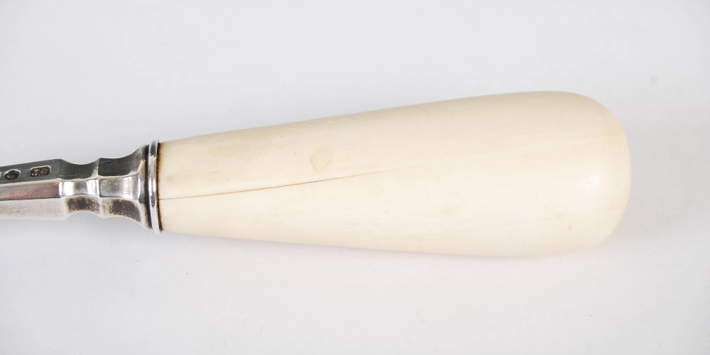 A Victorian silver and ivory stilton scoop, Birmingham, 1868, makers mark of J.G, 21.5cm long. - Image 5 of 6