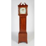 A 19th century mahogany longcase clock, indistinctly signed, the square enamel dial with Roman