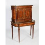 A late 19th century French kingwood, marquetry and gilt metal mounted bonheur du jour in the