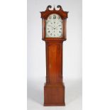 A George III oak longcase clock, JN. Thomson, Leslie, the enamelled dial with Arabic and Roman