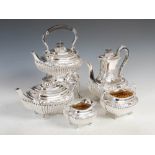 An Edwardian five piece silver tea and coffee set, Sheffield, 1902, makers mark of J.D&S for James