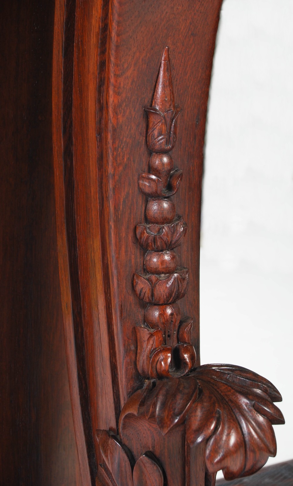 A 19th century rosewood console table, the green, white and black veined marble top above a - Image 5 of 9