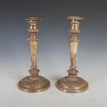 A pair of George III silver candlesticks, Sheffield, 1819, makers mark of T&IS for T.&J. Settle, the