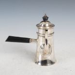 An Edwardian silver chocolate pot, Edinburgh, 1908, makers mark of W&S, of tapered cylindrical
