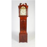 A 19th century mahogany longcase clock, the enamelled dial with Roman numerals, subsidiary seconds