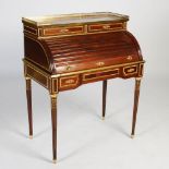 A late 19th century French mahogany, marble and gilt metal mounted Louis XVI style Transitional