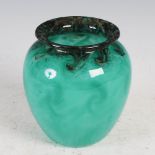 A Monart vase, shape HF, mottled black and green with typical whorls and gold coloured inclusions,