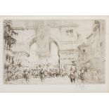 William Walcot (1874-1943) Hadrian entering Salonica etching, signed in pencil lower right 9.5cm x
