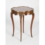 A late 19th century French mahogany and ormolu mounted occasional table in the Louis XV style, the