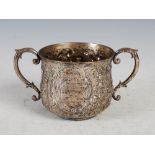 A Victorian silver twin handled porringer, London, 1898, makers mark of J.W over F.C.W for James