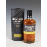 One boxed bottle of Highland Park, Single Malt Scotch Whisky, aged 15 years, 40%. 70cl.