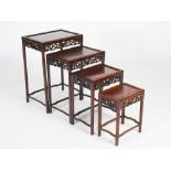 A quartetto of Chinese dark wood occasional tables, late 19th/early 20th century, the rectangular