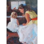 AR Dianne E. Flynn (b.1939) Introduction to the piano oil on board, signed lower right 36cm x 25.