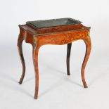 A late 19th century kingwood, rosewood and gilt metal mounted jardiniere stand, the rectangular