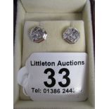 18ct white gold diamond set stud earrings with screw backs 0.75ct (26 diamonds)