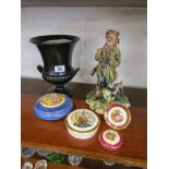 Shelf of ceramics to include Wedgwood urn & Limoges