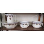 Matching jug & bowl and 2 chamber pots by Newhall