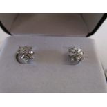 White gold diamond earrings with baguette & round diamonds approx 0.50ct