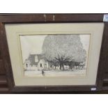 Drawing - Cleeve Prior school with chestnut - L/E print