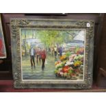 Oil painting - Market scene signed Sabate