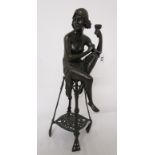 Art Deco bronze seated lady figure - Height: 56cm