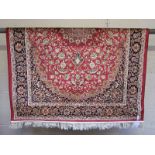 Red ground Keshan rug - Approx 190 x 140cm