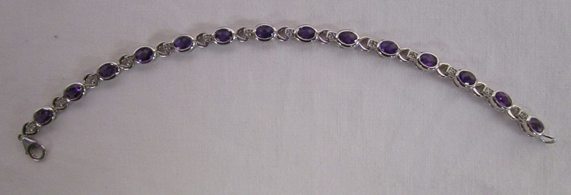 Silver, amethyst & diamond bracelet