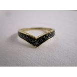 18ct gold black diamond wishbone ring (Compton & Woodhouse )