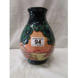 Moorcroft vase circa 1996 - Seascape & trees - Approx 16.5cm tall