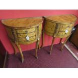 Pair of burr walnut bedside tables