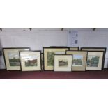 9 watercolours - Historic Buildings by William Albert Green (1907 - 1984)