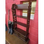 Mahogany wall shelves with drawers