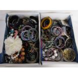 2 boxes of costume jewellery