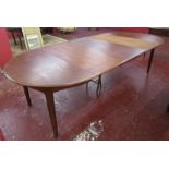 Danish mid-century Henning Kjaernulf extending teak dining table with 3 leaves- Overall length 270cm