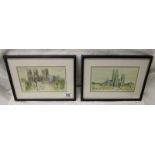 2 prints by Gauld - York Minster & Canterbury Cathedral