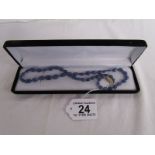 14ct Gold fittings on tumbled tanzanite beads necklace