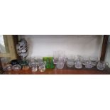 Shelf of glass to include Caithness, Murano fish etc.