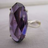 Silver & amethyst set ring