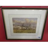 Watercolour - Racing scene signed T H Mew