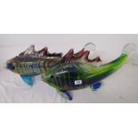 2 large Murano glass fish