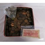 Collection of coins & German bank note