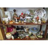 2 shelves of hunting themed collectables