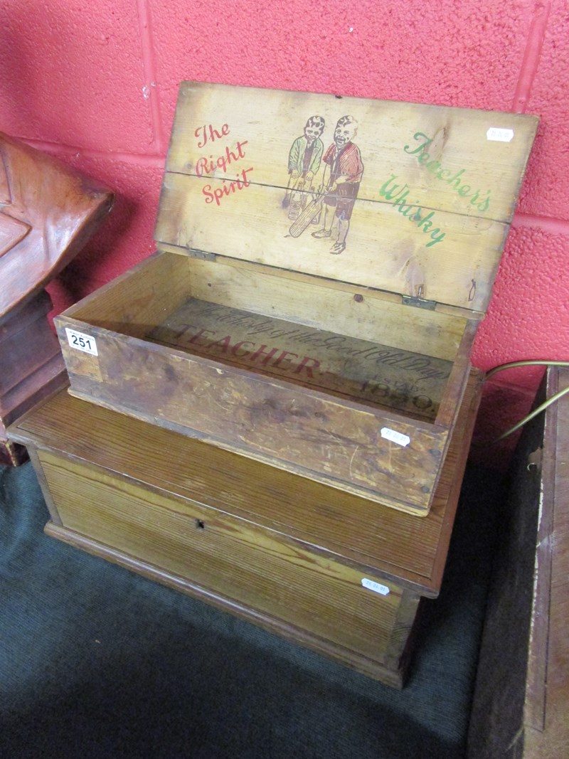 2 boxes to include Teachers Whiskey advertising box
