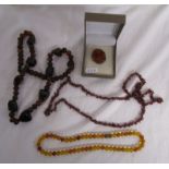 Amber necklaces & brooch