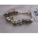 Sterling silver charm bracelet with gemstone charms