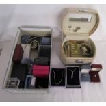 Collection of mostly silver jewellery in boxes