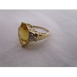 Gold citrine & diamond set ring